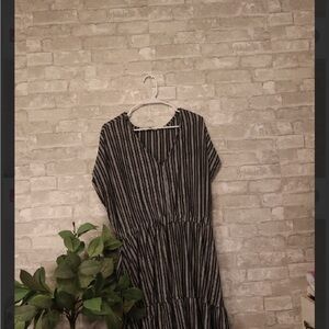 Elegant Black and White Striped Dress